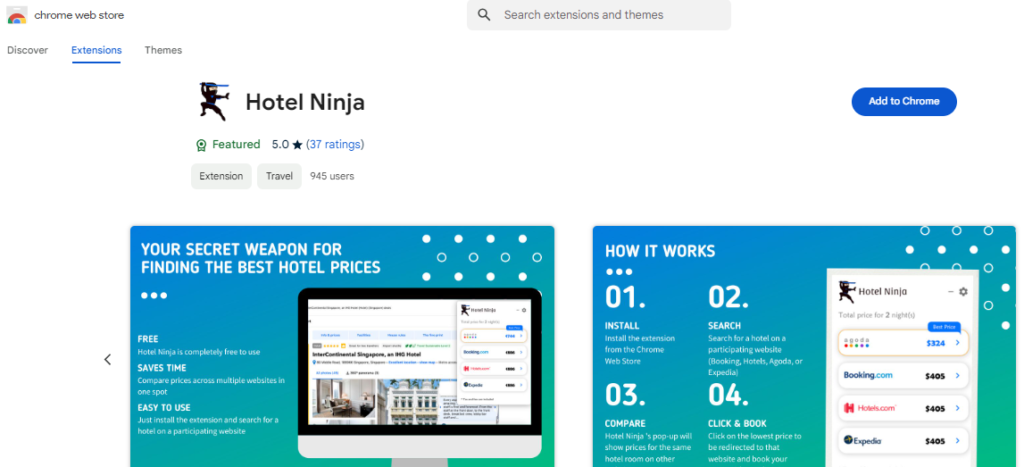 Install Google Chrome Extension - Hotel Ninja