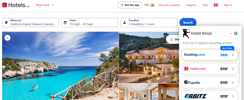 find the best hotel booking price online with hotel ninja chrome extension